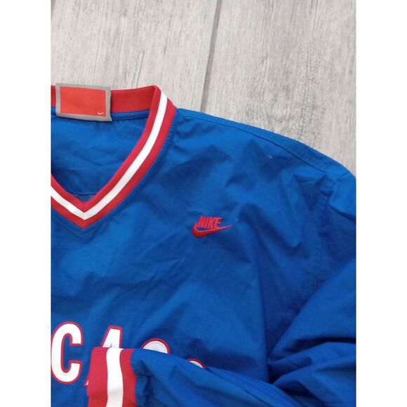Mens NIKE COOPERSTOWN CLASSICS V-Neck CHICAGO CUBS Wind Shirt Jacket Large NAVY - Picture 4 of 7
